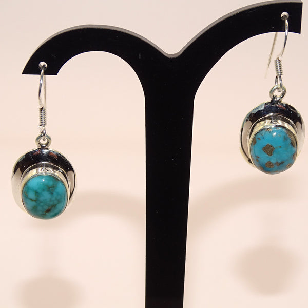 Boucles d'oreilles Turquoise d'Arizona sertie en Argent 925