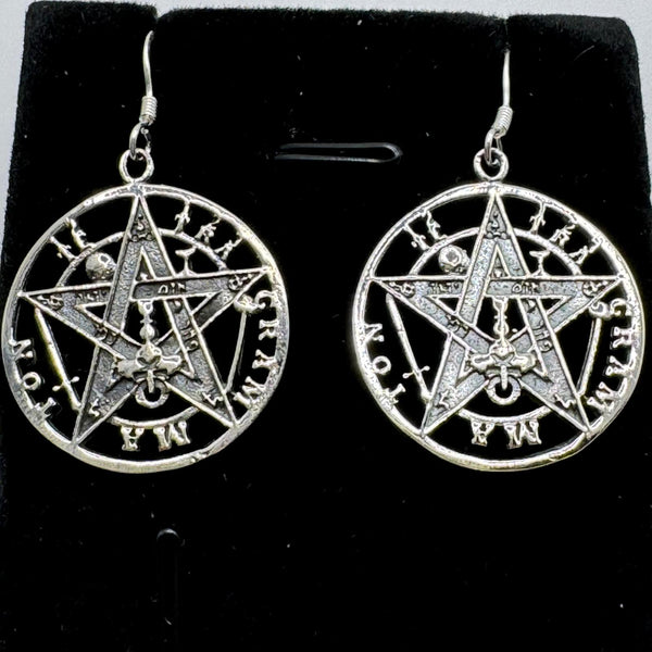 Boucles d'oreilles avec des Pentacles 25 mm en argent 925