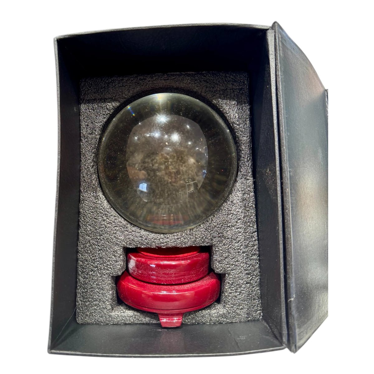 Boule de Cristal 15cm avec support rotatif en bois