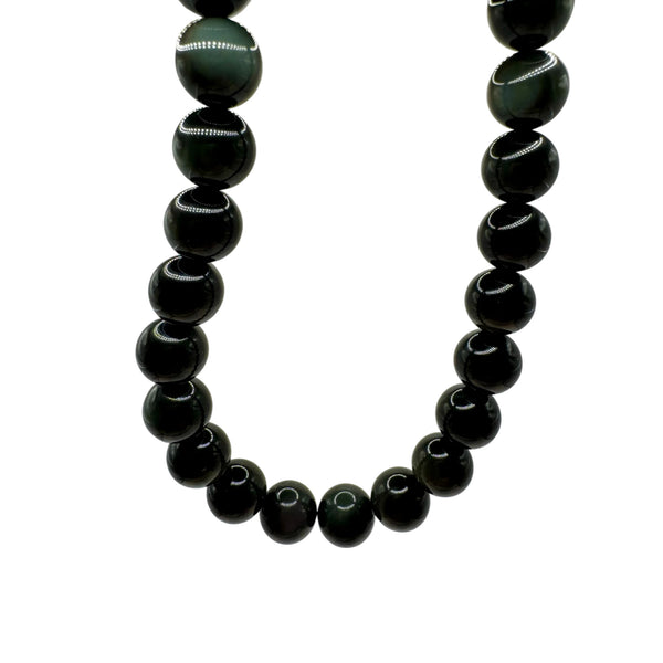 Obsidienne Œil Céleste AAA Fil de Perles Naturelle 8-10mm, env 39cm