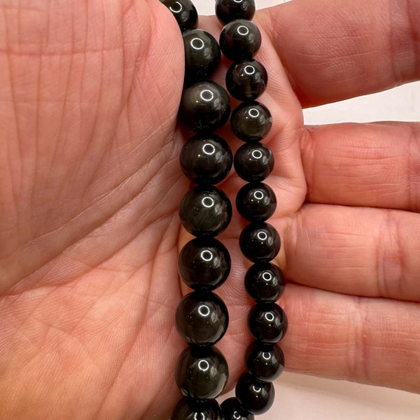 Obsidienne Œil Céleste AAA Fil de Perles Naturelle 8-10mm, env 39cm