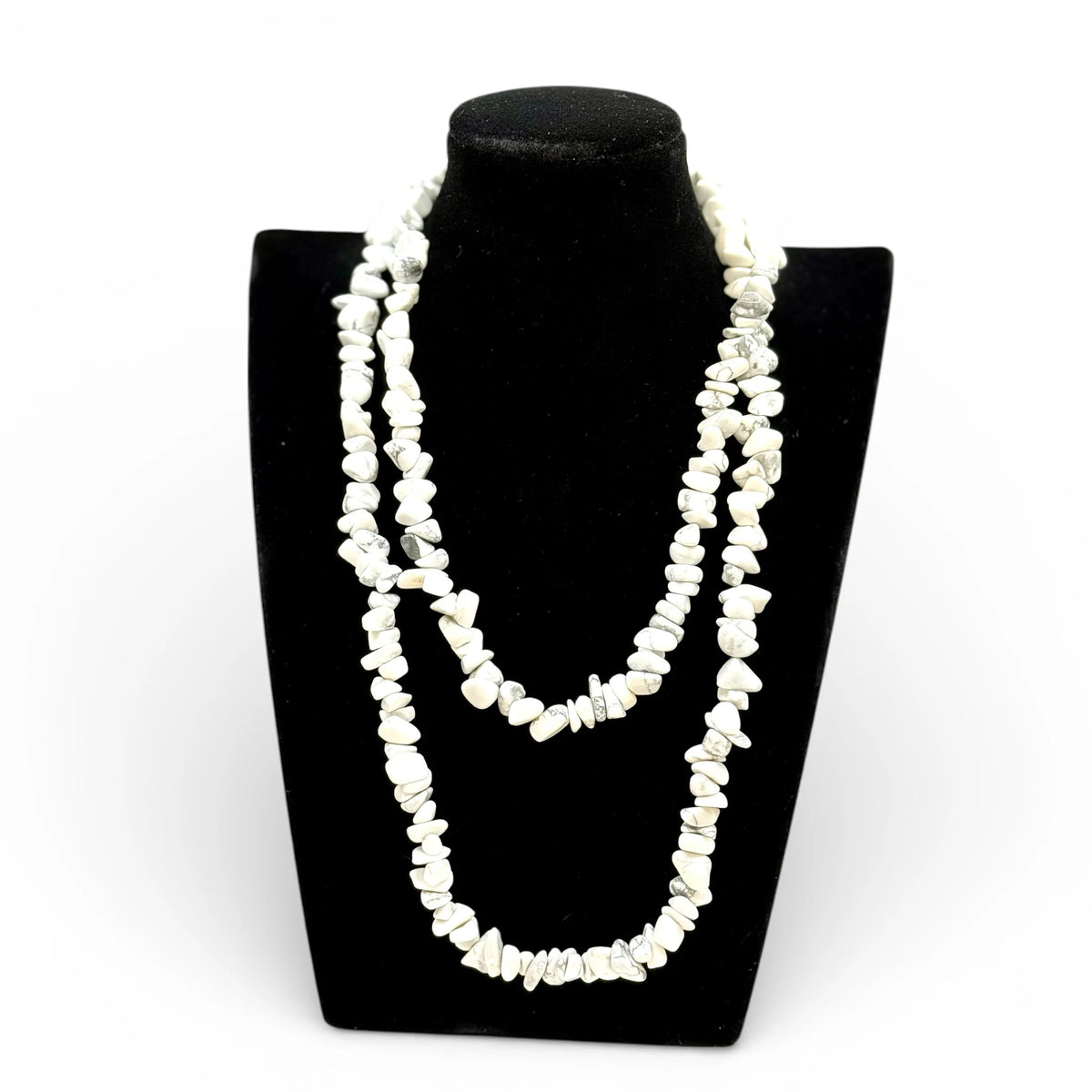 Collier baroque/chips en Howlite 40 et 80 cm