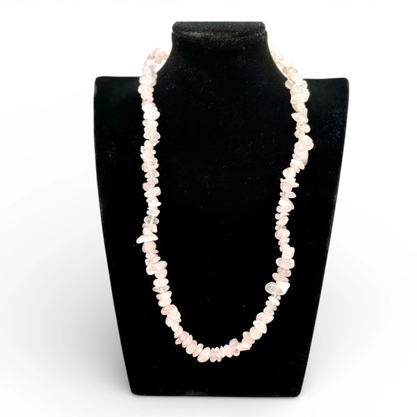 Collier baroque/chips en Quartz Rose 40 et 80 cm