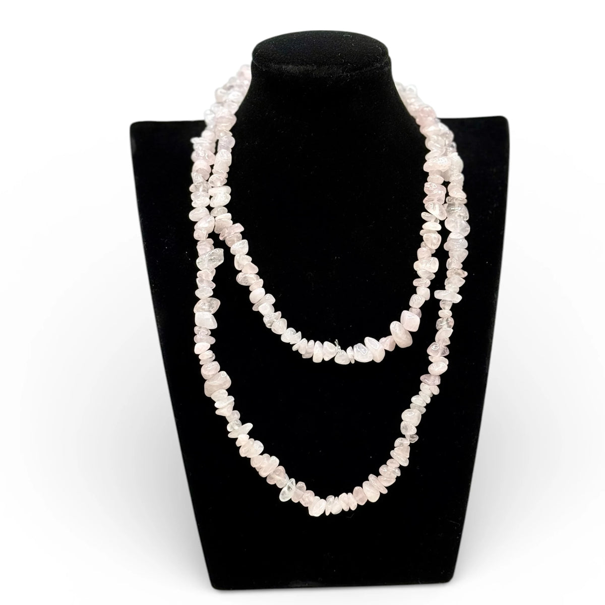 Collier baroque/chips en Quartz Rose 40 et 80 cm