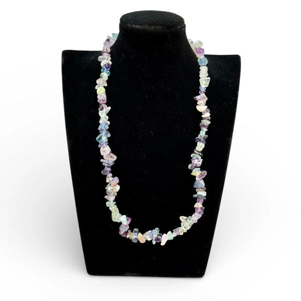 Collier baroque/chips en Fluorite/fluorine Multicolore 40 et 80 cm
