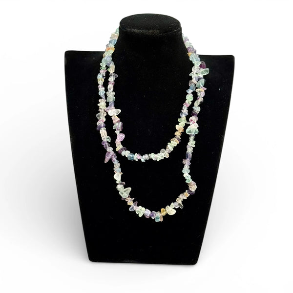 Collier baroque/chips en Fluorite/fluorine Multicolore 40 et 80 cm