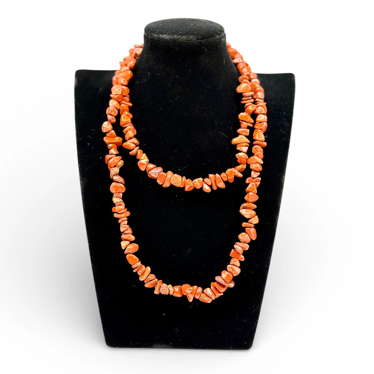 Collier baroque/chips en Jaspe Rouge 40 et 80 cm