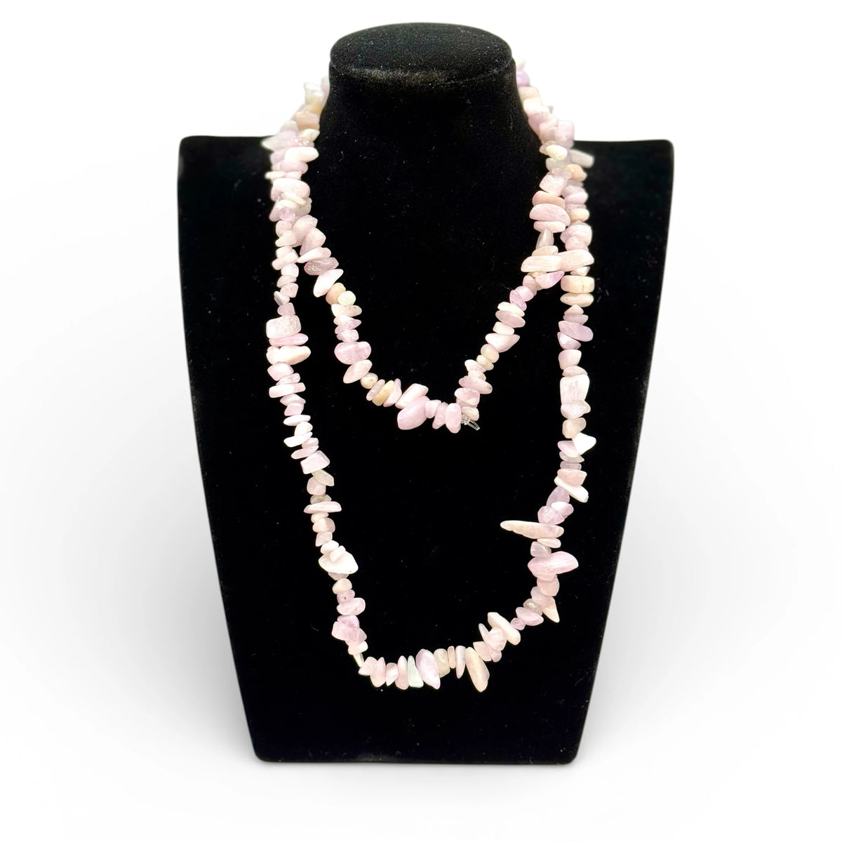 Collier baroque/chips en Kunzite 80 cm