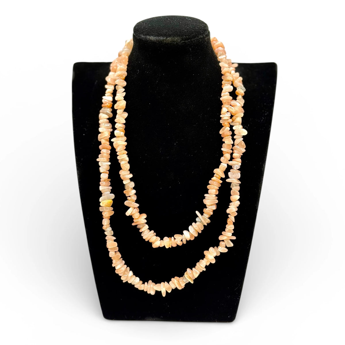 Collier baroque/chips en Pierre de Lune multicolore 40 et 80 cm