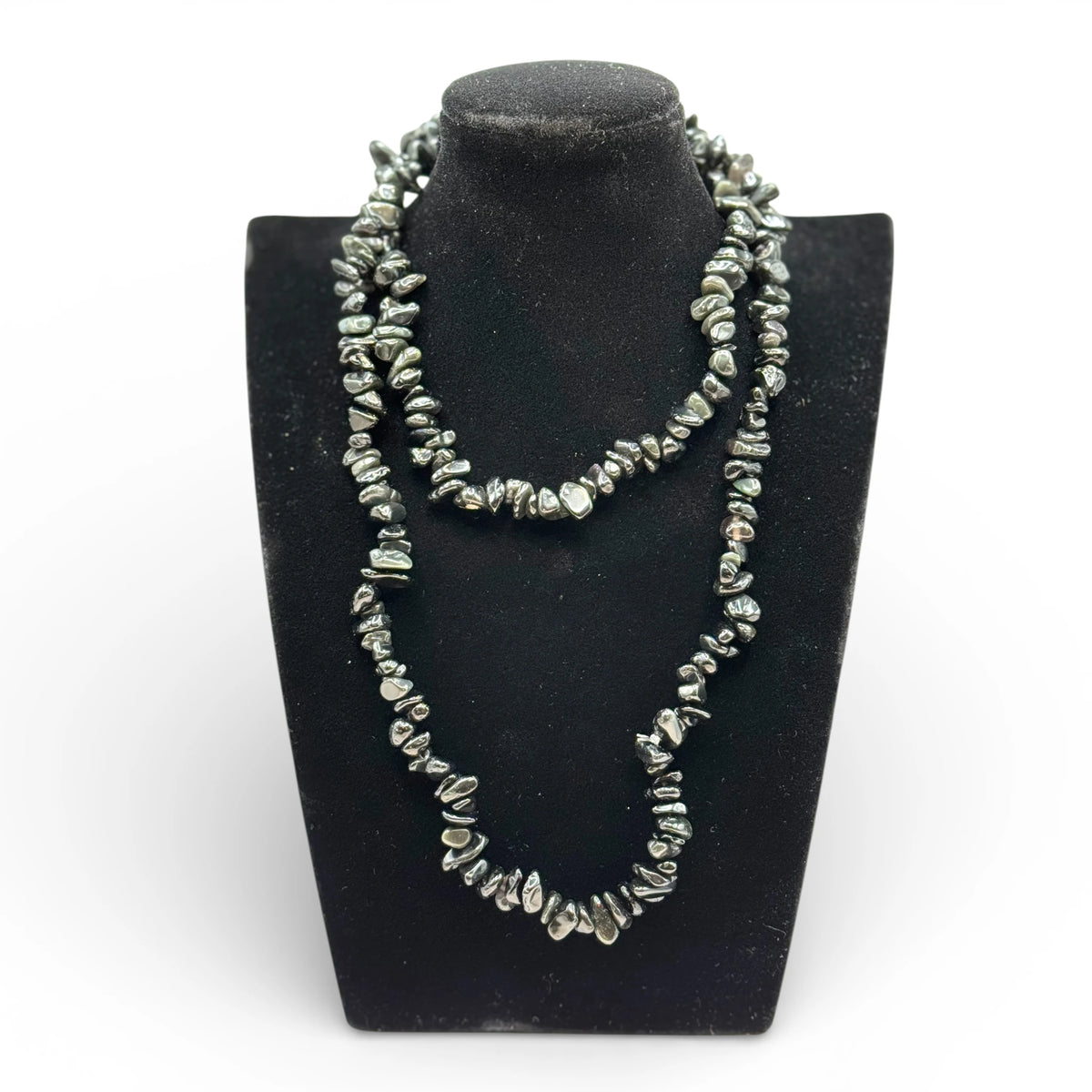 Collier baroque/chips en Obsidienne Noire 40 et 80 cm