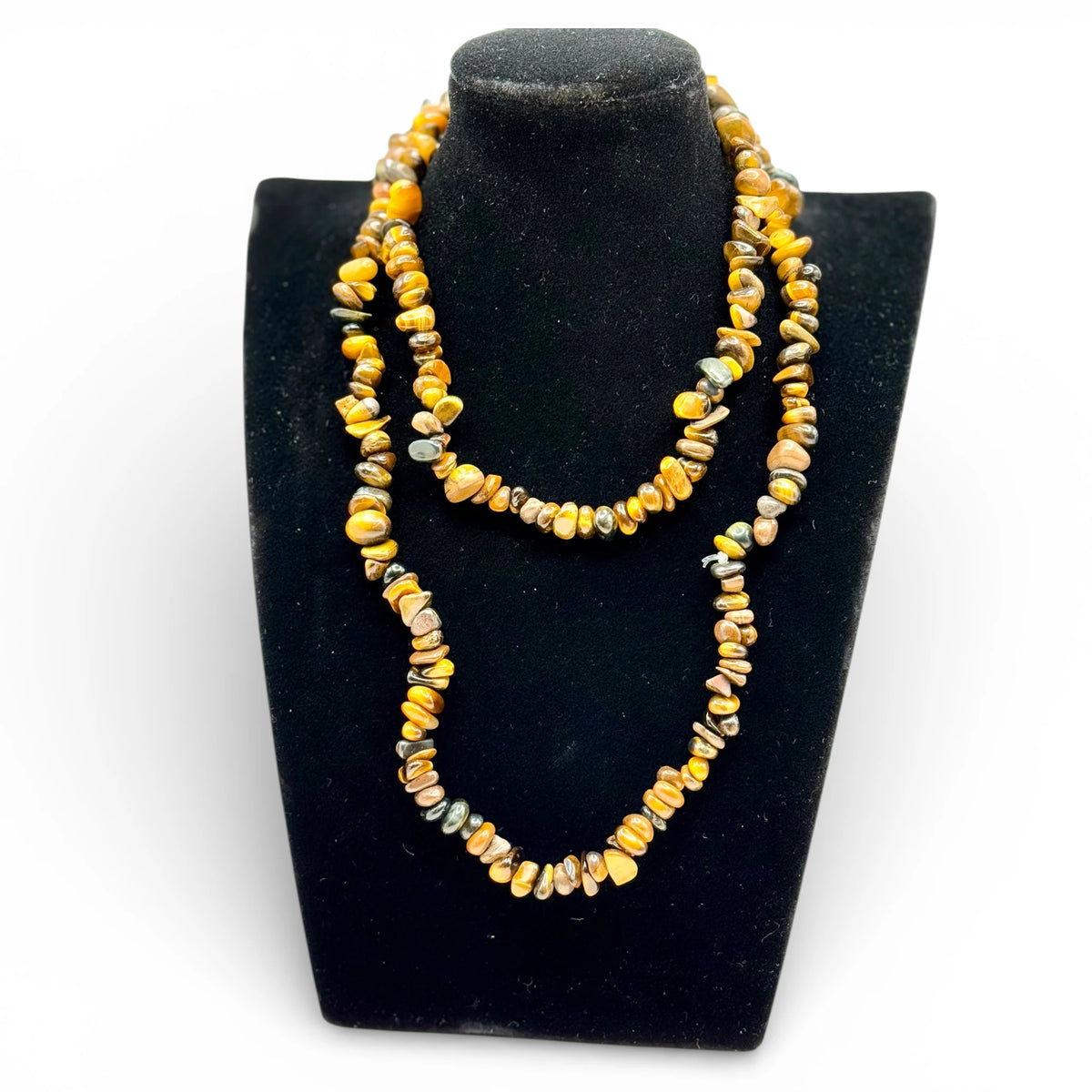 Collier baroque/chips en Œil de Tigre 40 et 80cm