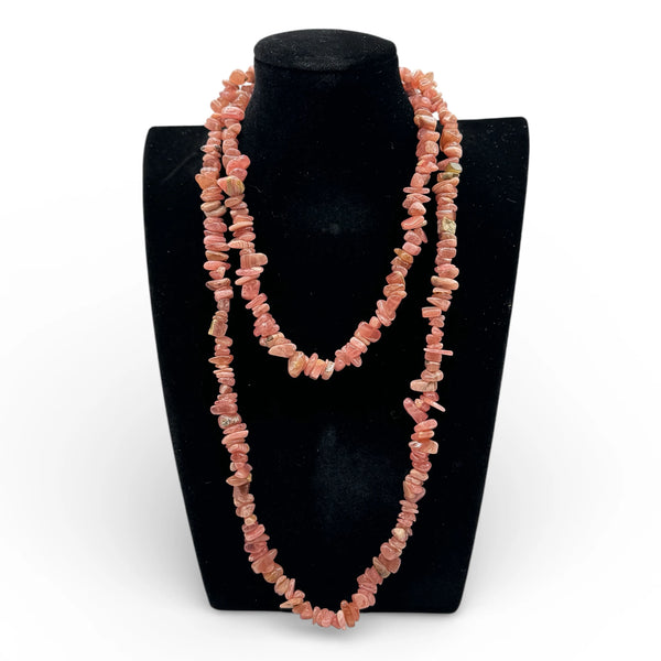 Collier baroque/chips en Rhodochrosite AA 80 cm