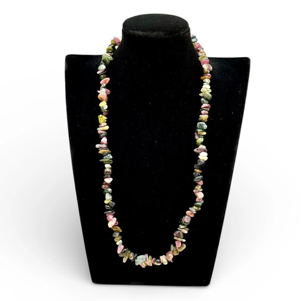 Collier baroque/chips en Tourmaline Multicolore 40 cm