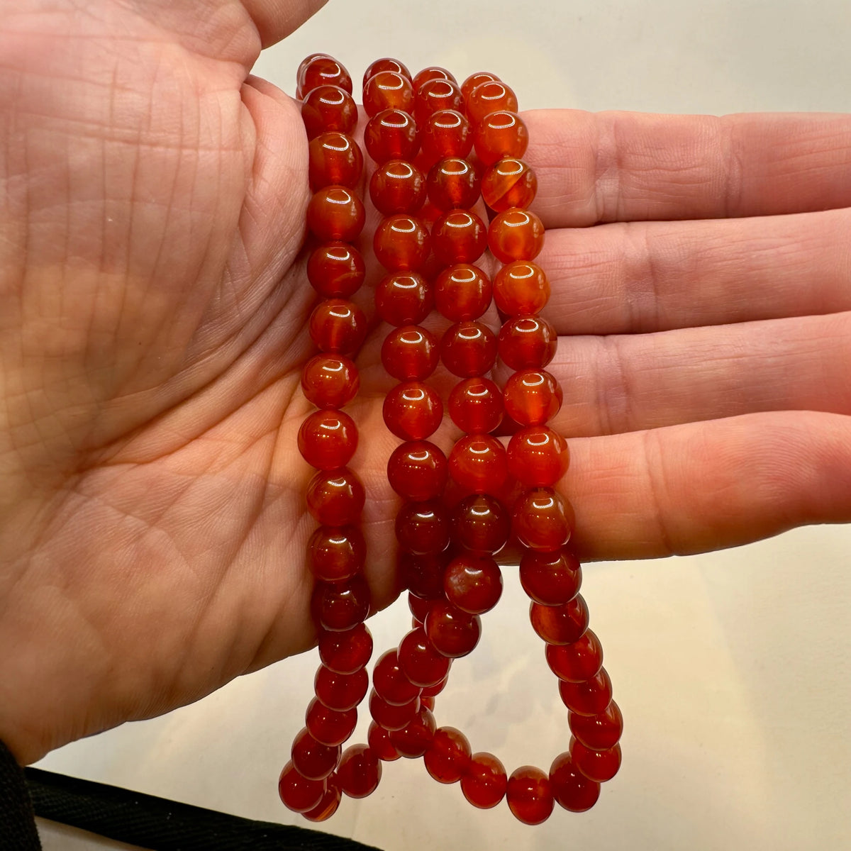 Cornaline Rouge Fil de Perles Naturelle 8mm, env 39cm