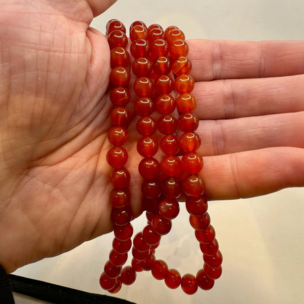 Cornaline Rouge Fil de Perles Naturelle 8mm, env 39cm