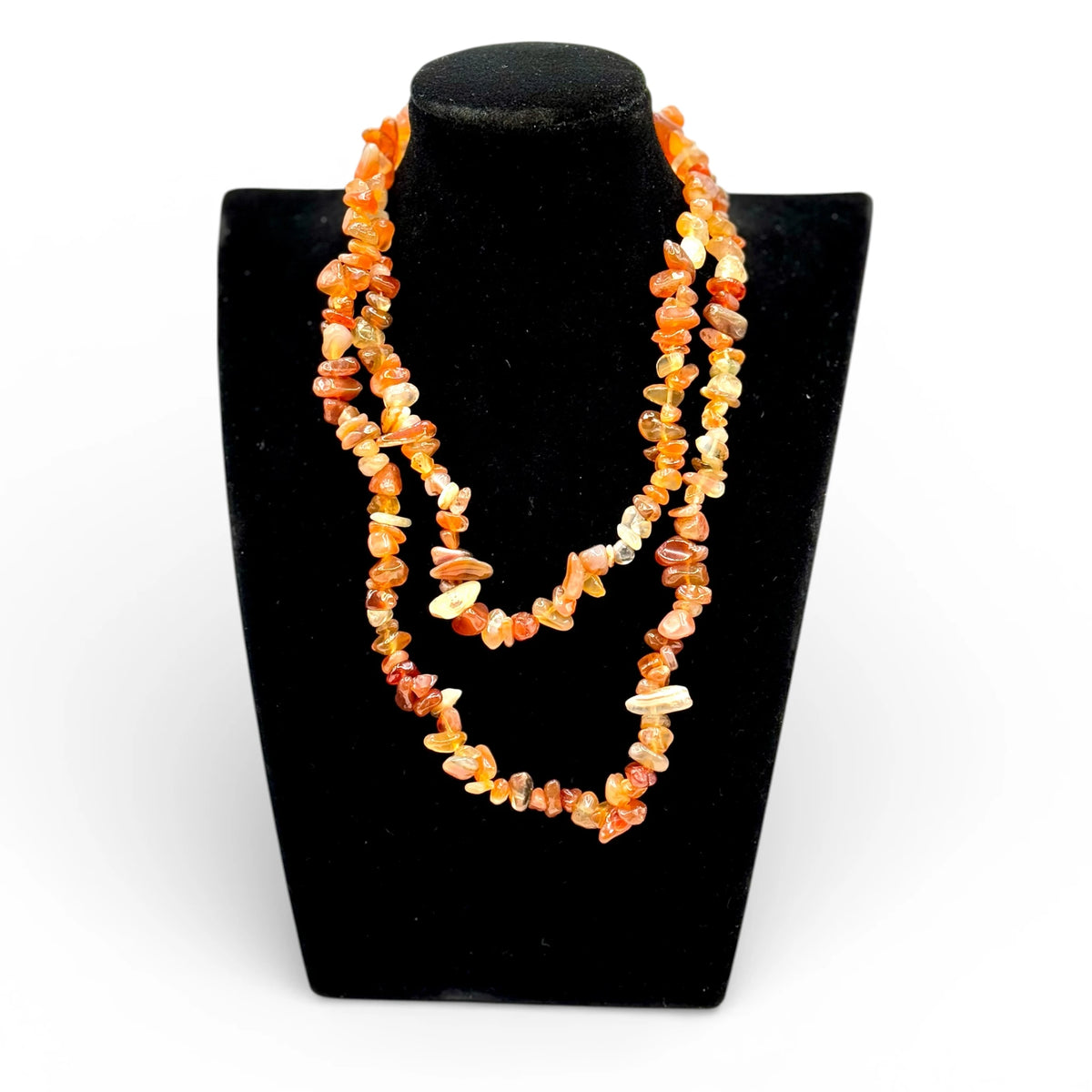 Collier baroque/chips en Cornaline 40 et 80 cm