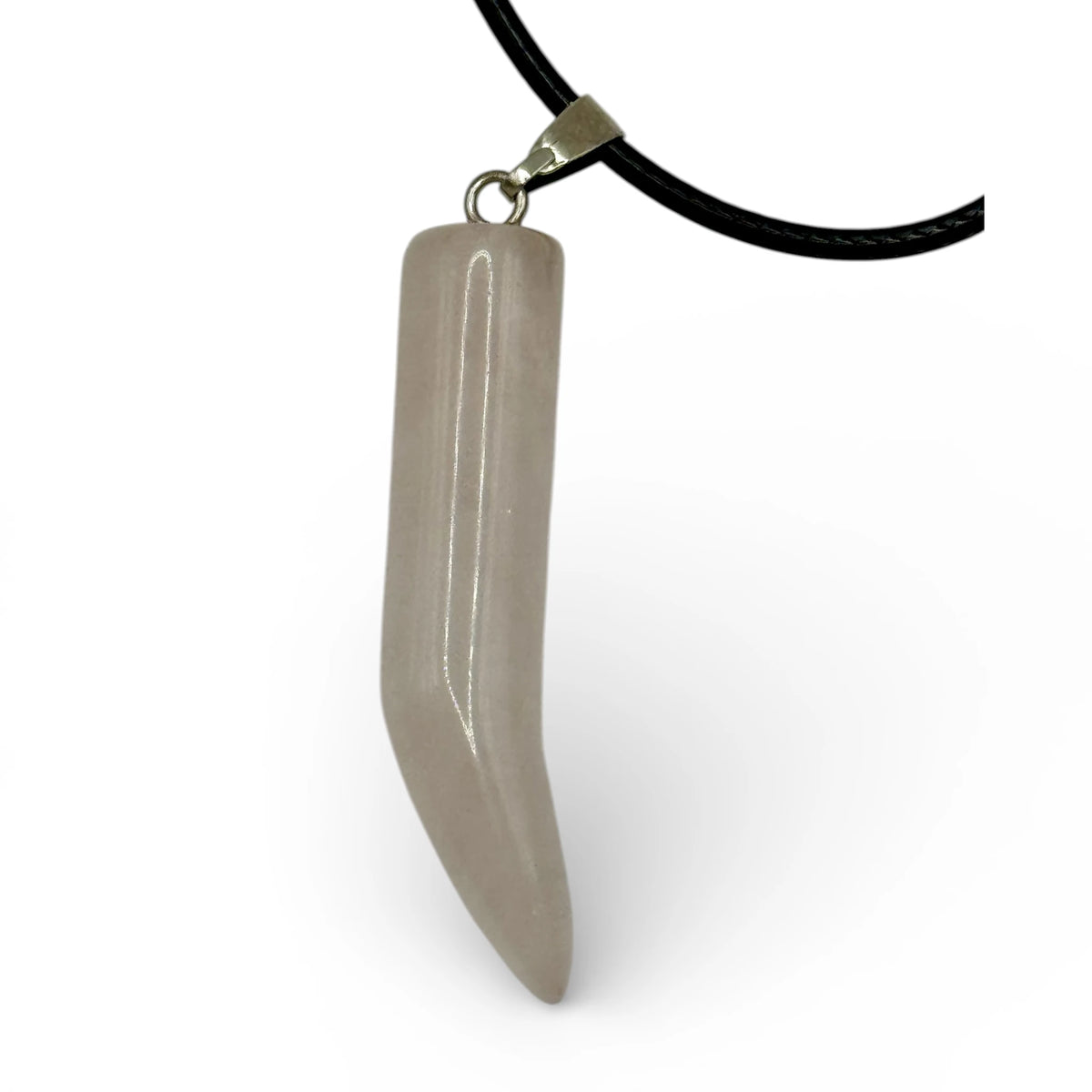 Pendentif Corne Quartz Rose, 44mm avec cordon réglable