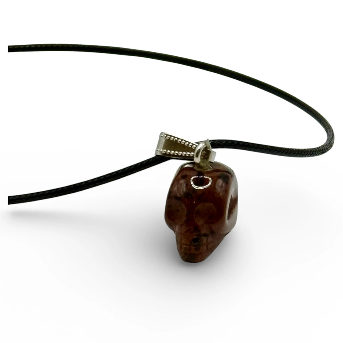 Pendentif Crane Obsidienne Acajou