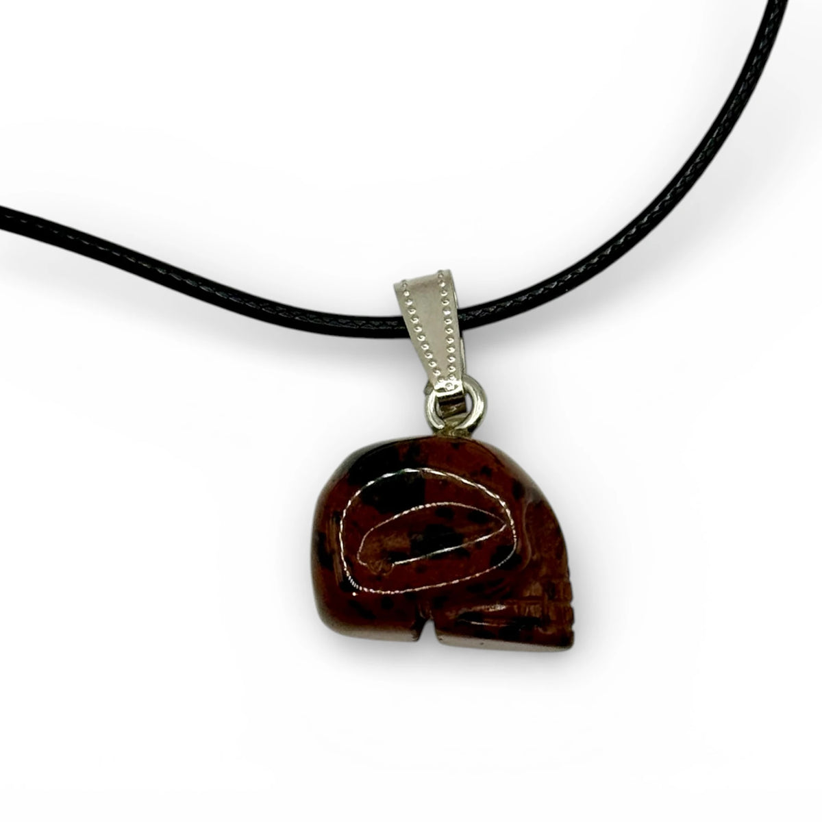 Pendentif Crane Obsidienne Acajou