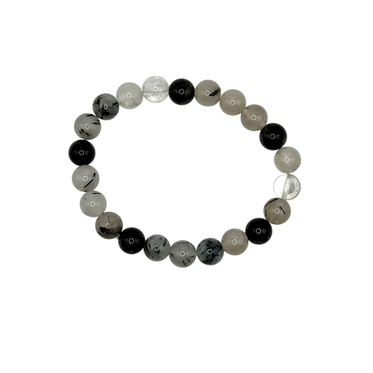 Bracelet "Volonté & Protection" en Tourmaline et Cristal de Roche Perles Rondes
