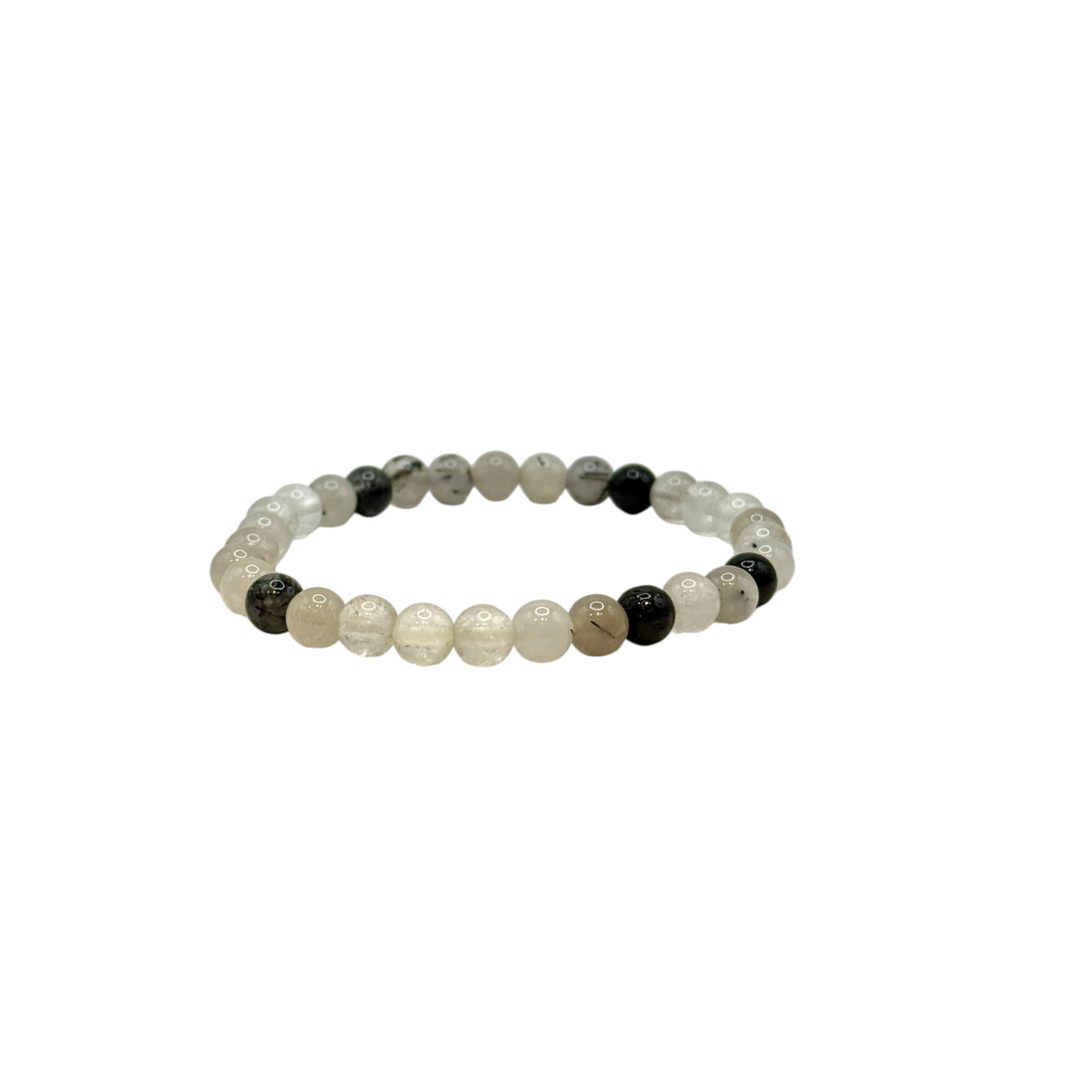 Bracelet "Volonté & Protection" en Tourmaline et Cristal de Roche Perles Rondes