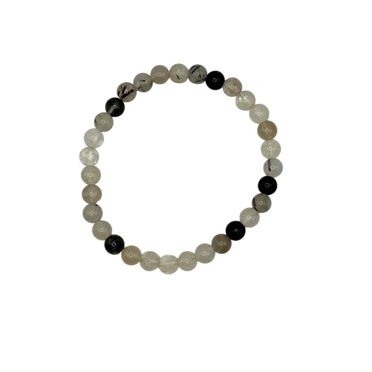 Bracelet "Volonté & Protection" en Tourmaline et Cristal de Roche Perles Rondes