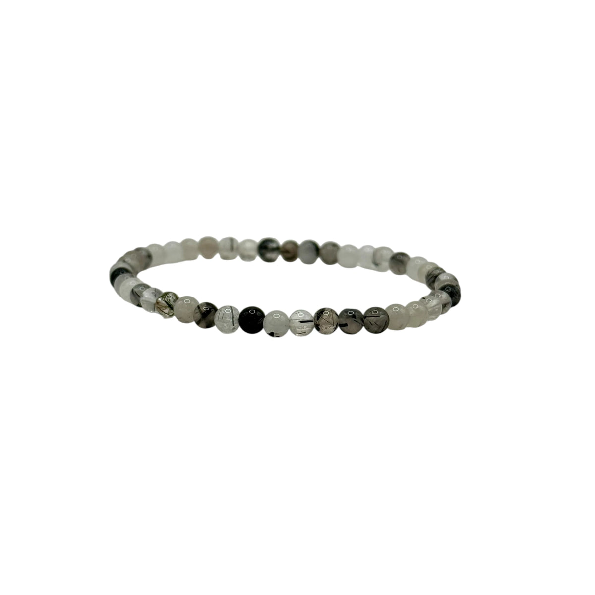 Bracelet "Volonté & Protection" en Tourmaline et Cristal de Roche Perles Rondes