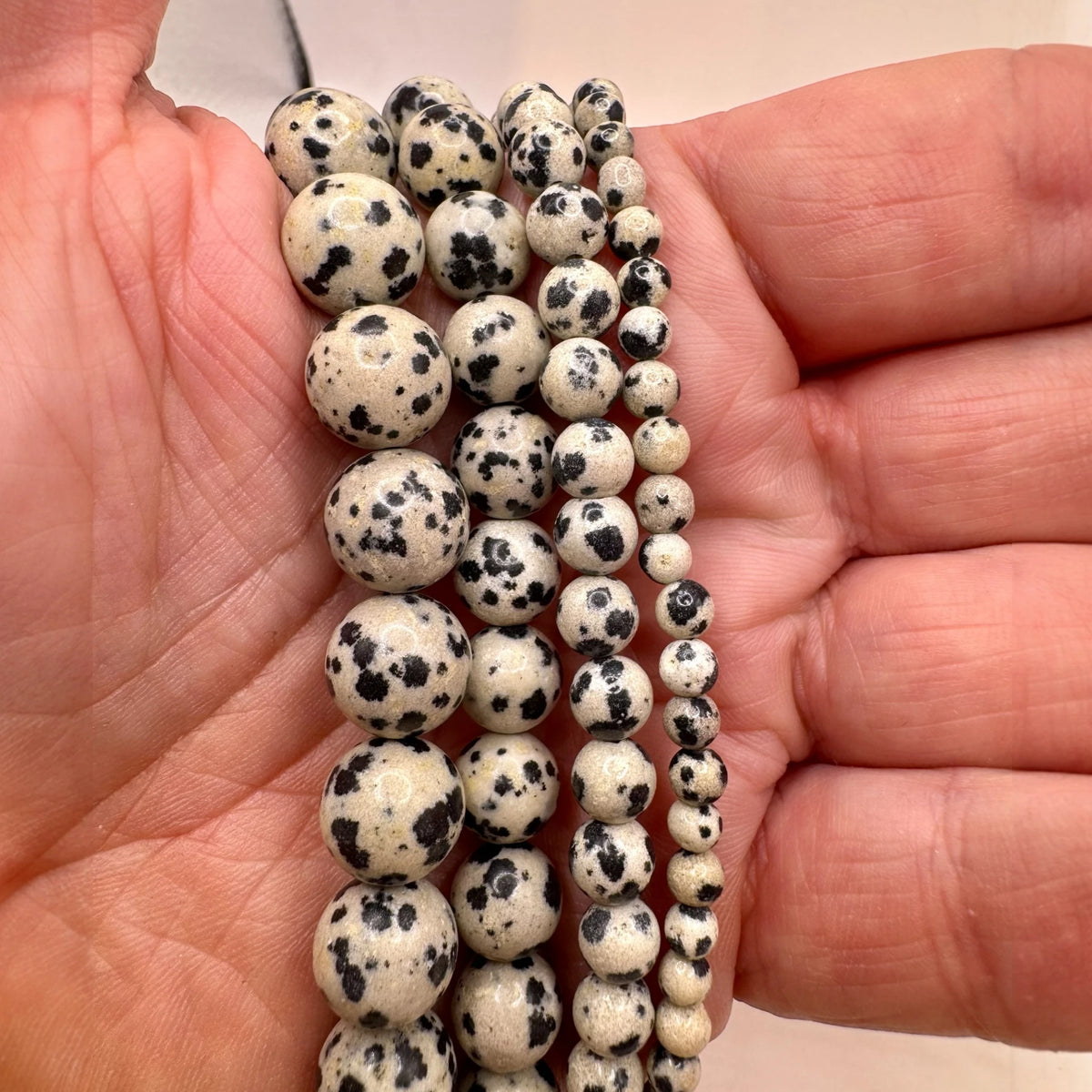 Jaspe Dalmatien Fil de Perles Naturelle 4-6-8-10mm, env 39cm