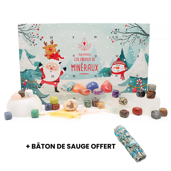 Calendrier de l'Avent "Mon 1er calendrier en Pierres Naturelles" + sauge Blanche offerte