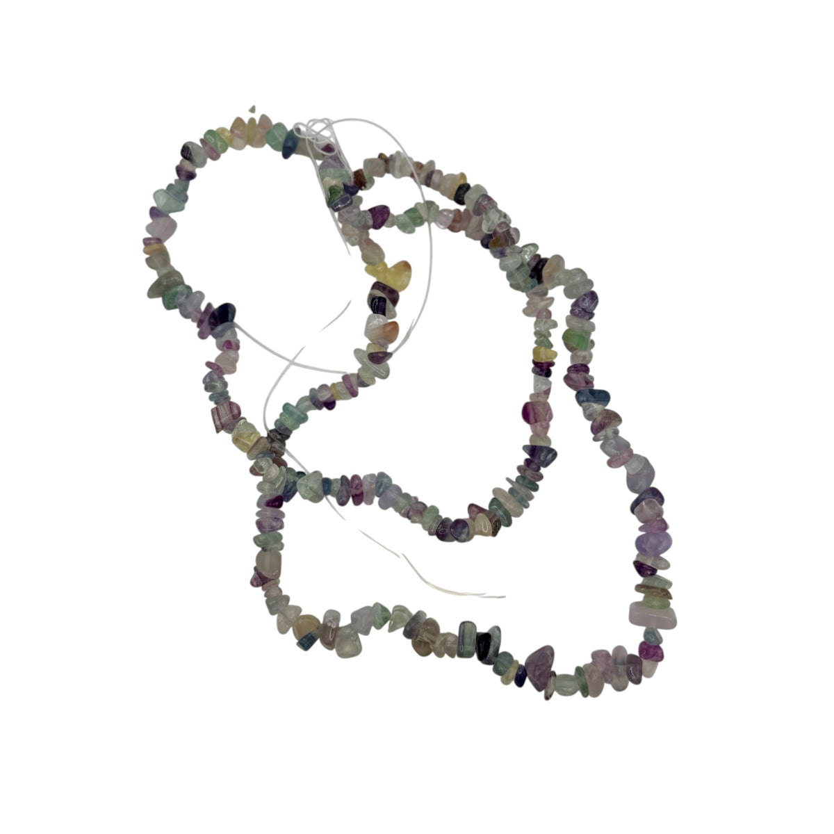 Fil de perles naturelles de Fluorite Multicolore chips / Baroque 80cm
