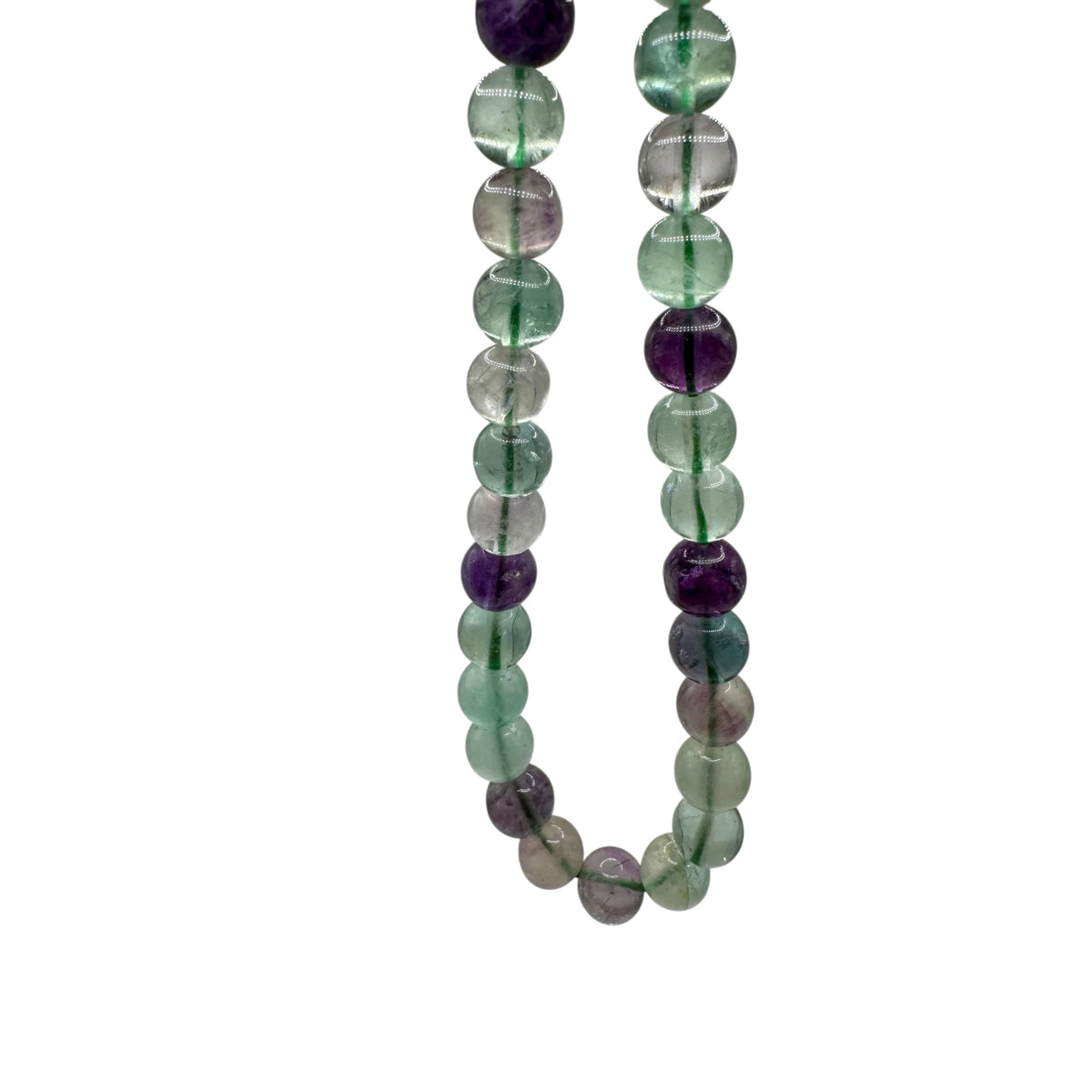 Fluorite Multicolore Fil de Perles Naturelle 6-8-10mm, env 39cm