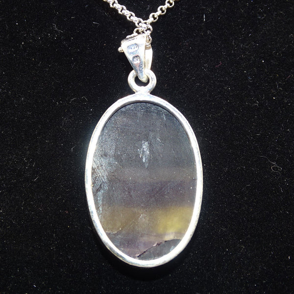 Pendentif Fluorite Multicolore brute ovale en Argent 925