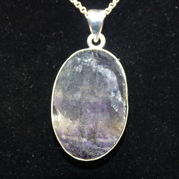 Pendentif Fluorite Multicolore brute ovale en Argent 925