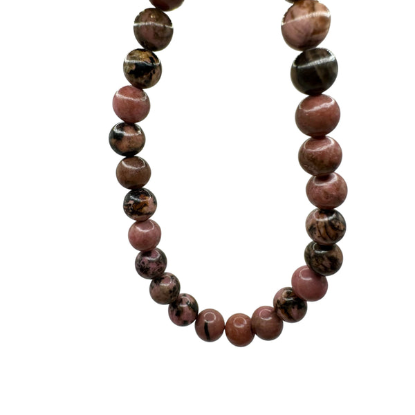 Rhodonite Foncée Fil de Perles Naturelle 4-6-8-10mm, env 39cm
