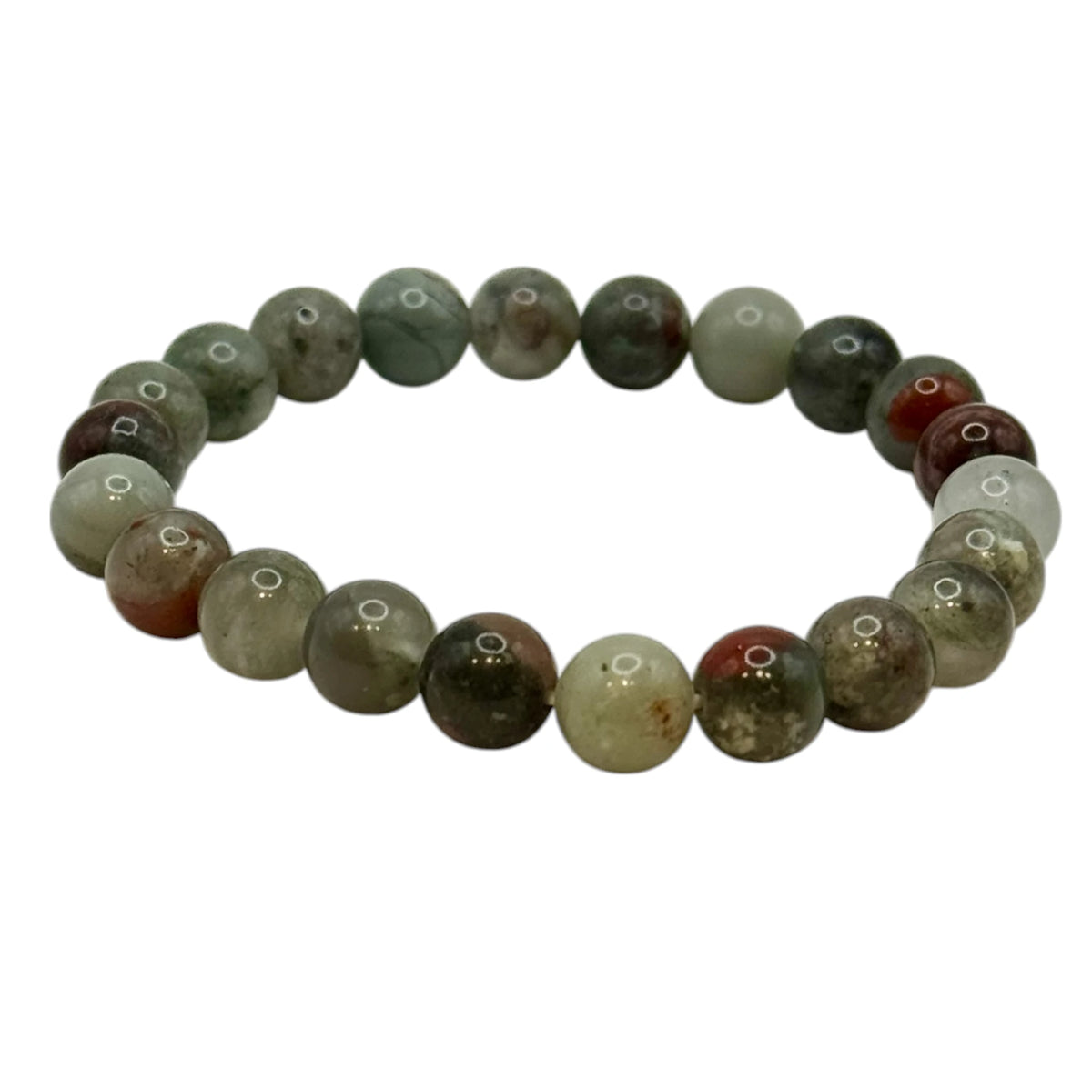 Bracelet "Dynamisme & Vitalité" en Jaspe Héliotrope Perles Rondes