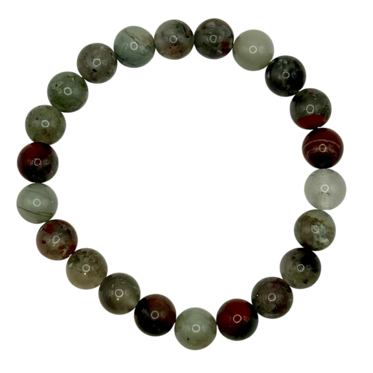 Bracelet "Dynamisme & Vitalité" en Jaspe Héliotrope Perles Rondes