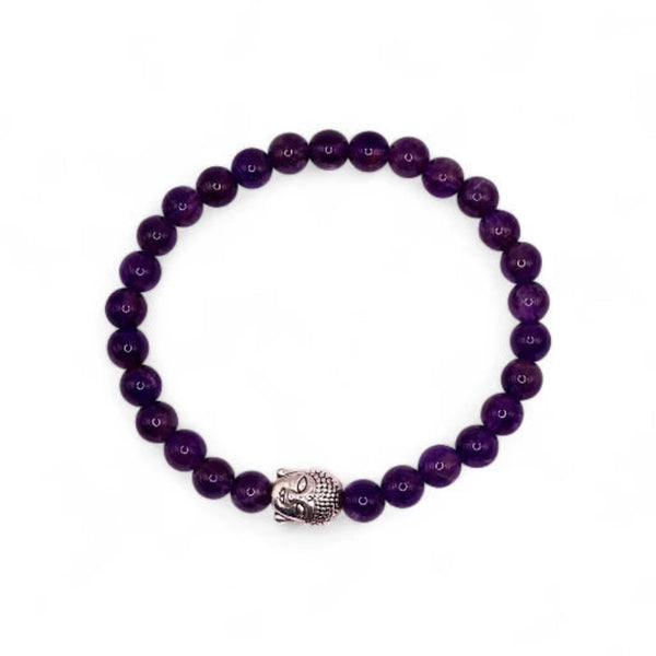 Bracelet Améthyste avec tête de Bouddha
