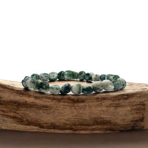 Bracelet Agate Arbre Pierre Roulée
