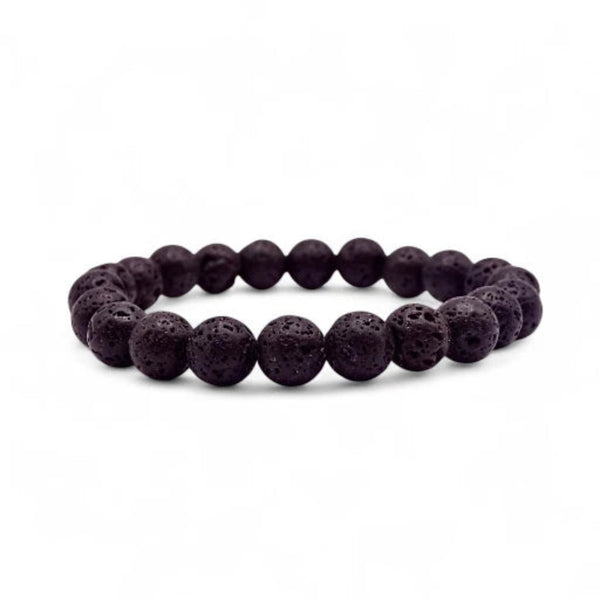 Bracelet "Ancrage & Protection" en Pierre de Lave Perles Rondes