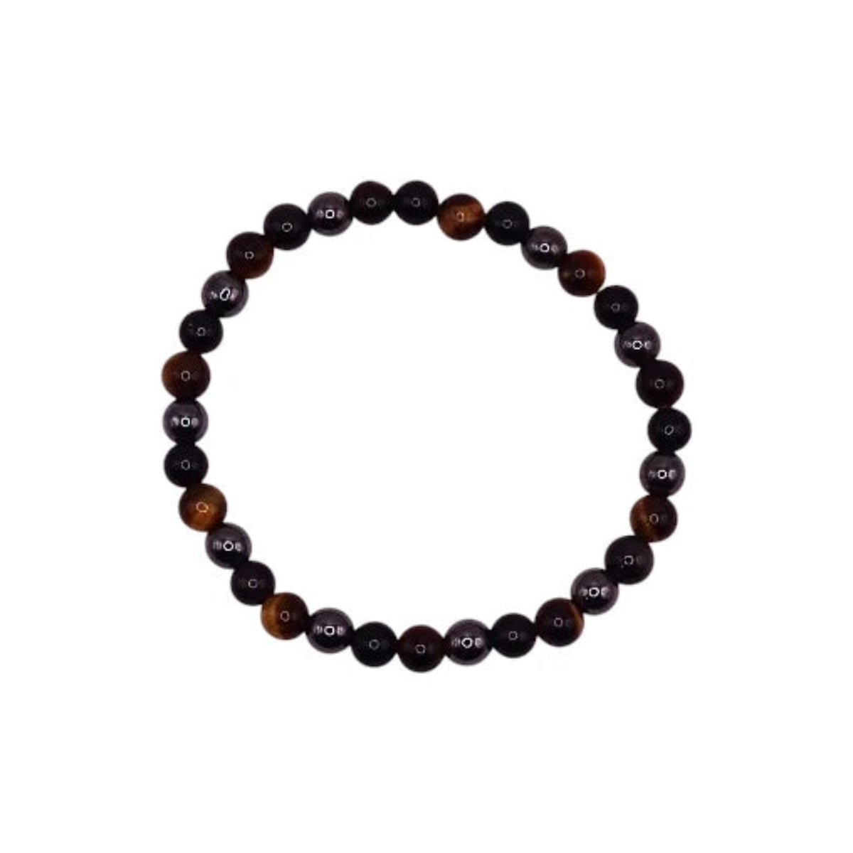 Bracelet Œil de Tigre, Hématite et Obsidienne Noire