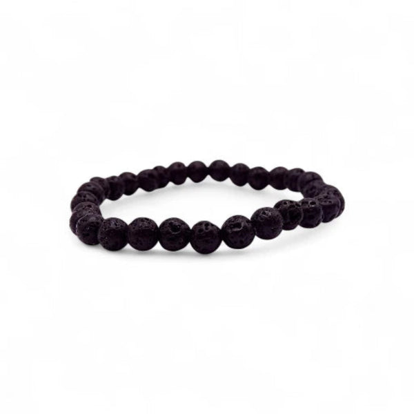 Bracelet "Ancrage & Protection" en Pierre de Lave Perles Rondes