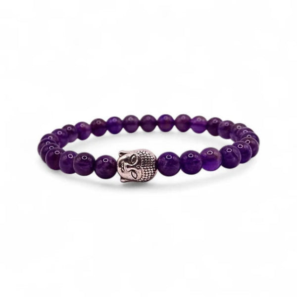 Bracelet Améthyste avec tête de Bouddha