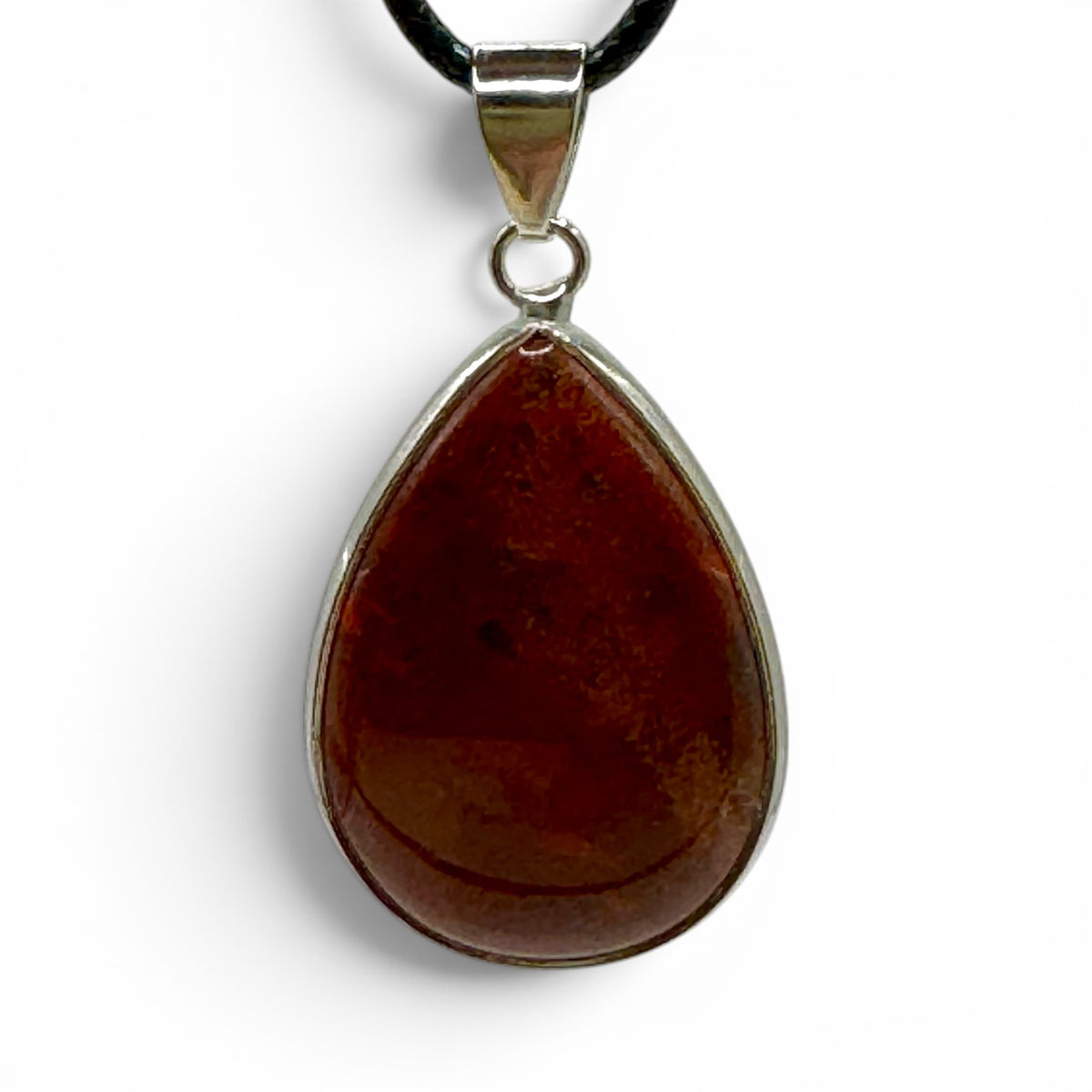 Pendentif en Jaspe Rouge 32mm avec cordon réglable