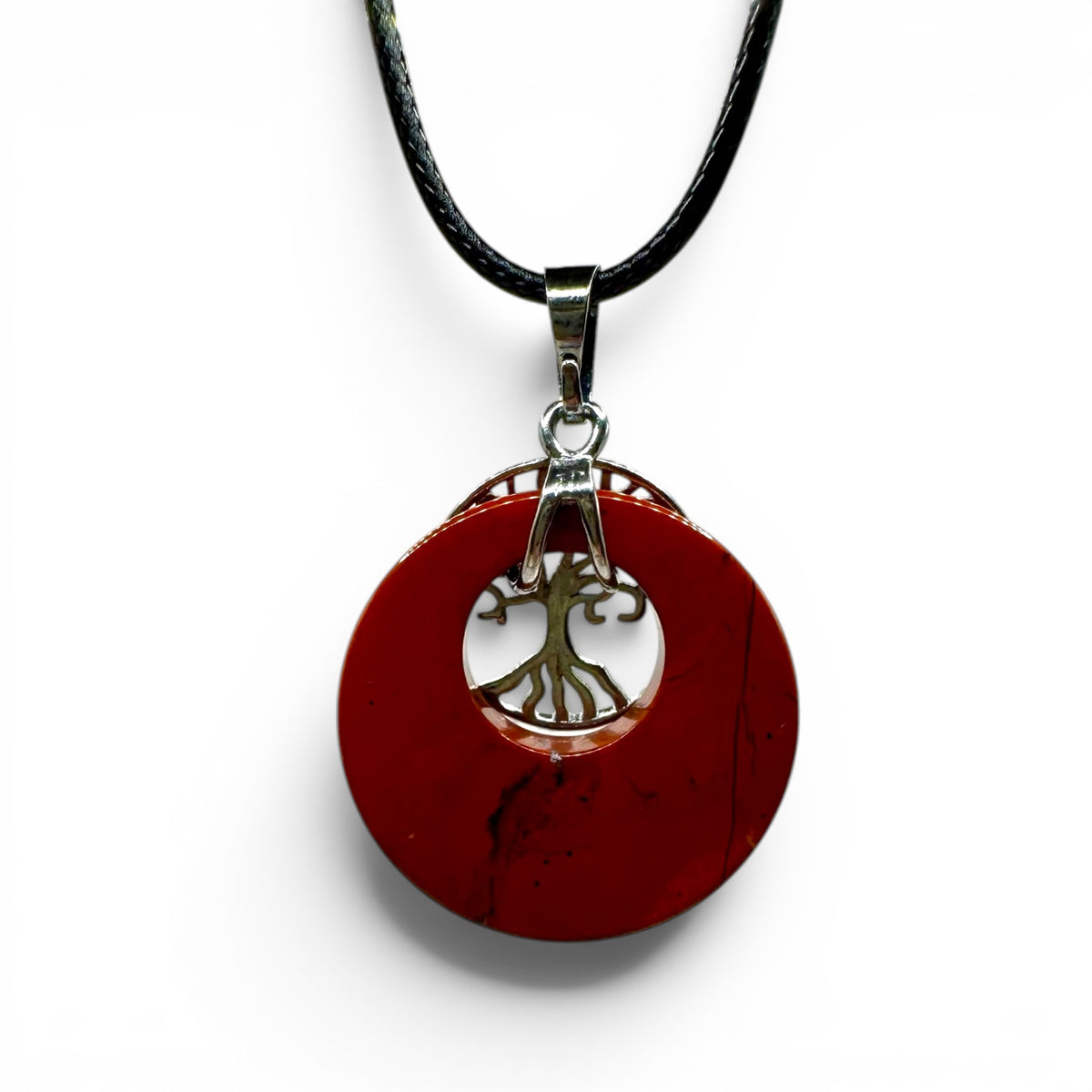 Pendentif Jaspe Rouge et Arbre de Vie