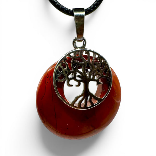 Pendentif Jaspe Rouge et Arbre de Vie