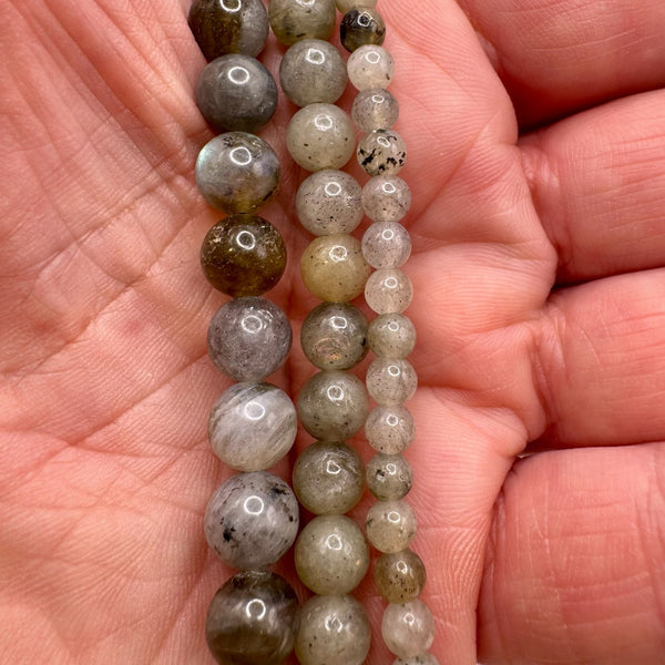 Labradorite Fil de Perles Naturelle 4-6-8mm, env 39cm