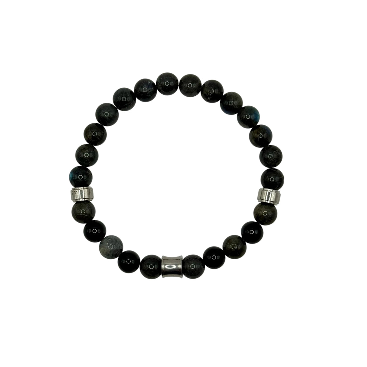 Bracelet "Protection & Intuition" en Labradorite et Onyx Perles Rondes