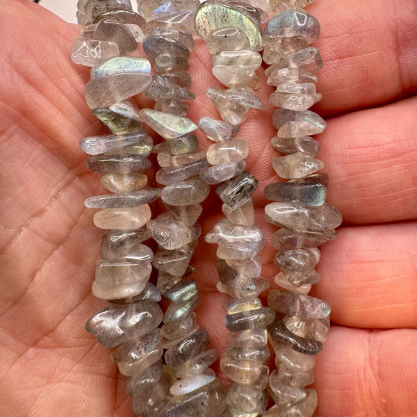 Fil de perles naturelles de Labradorite AA chips / Baroque 40cm et 80cm