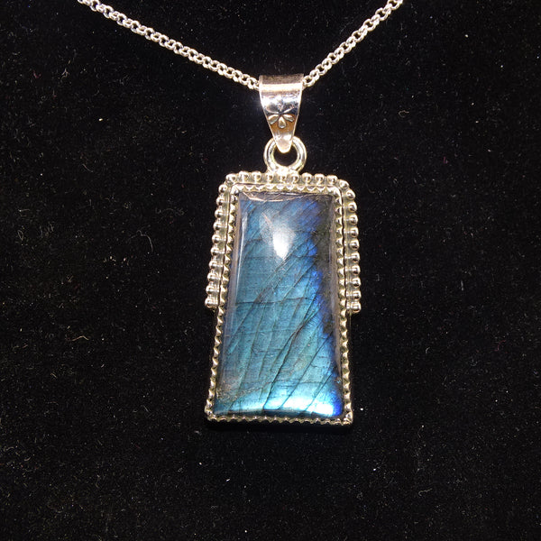 Pendentif Labradorite Bleue trapèze Argent 925