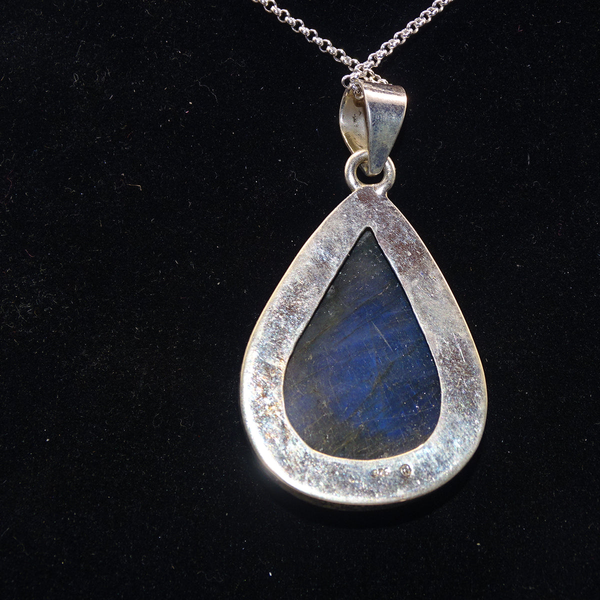 Pendentif Labradorite Bleue goutte Argent 925